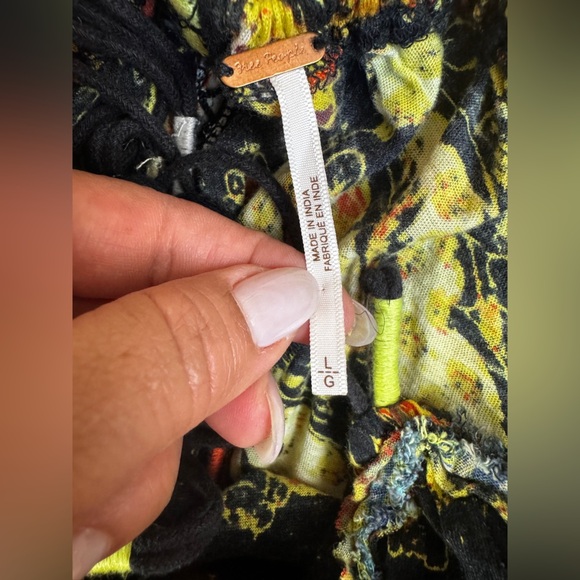 Free People Bohemian Garden Party Cotton Blend Knit Dress In Black Combo S L G#3 - Picture 14 of 16